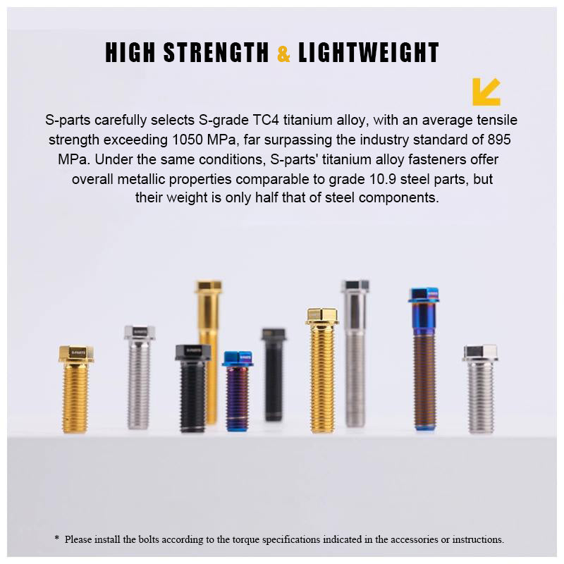 M10x20-55mm Titanium Bolts with 1.25mm Pitch For Motorcycle