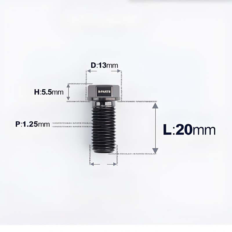M10x20-55mm Titanium Bolts with 1.25mm Pitch For Motorcycle