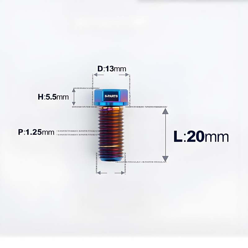 M10x20-55mm Titanium Bolts with 1.25mm Pitch For Motorcycle