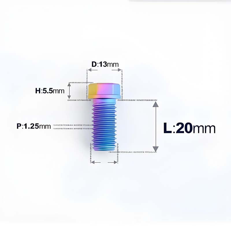 M10x20-55mm Titanium Bolts with 1.25mm Pitch For Motorcycle