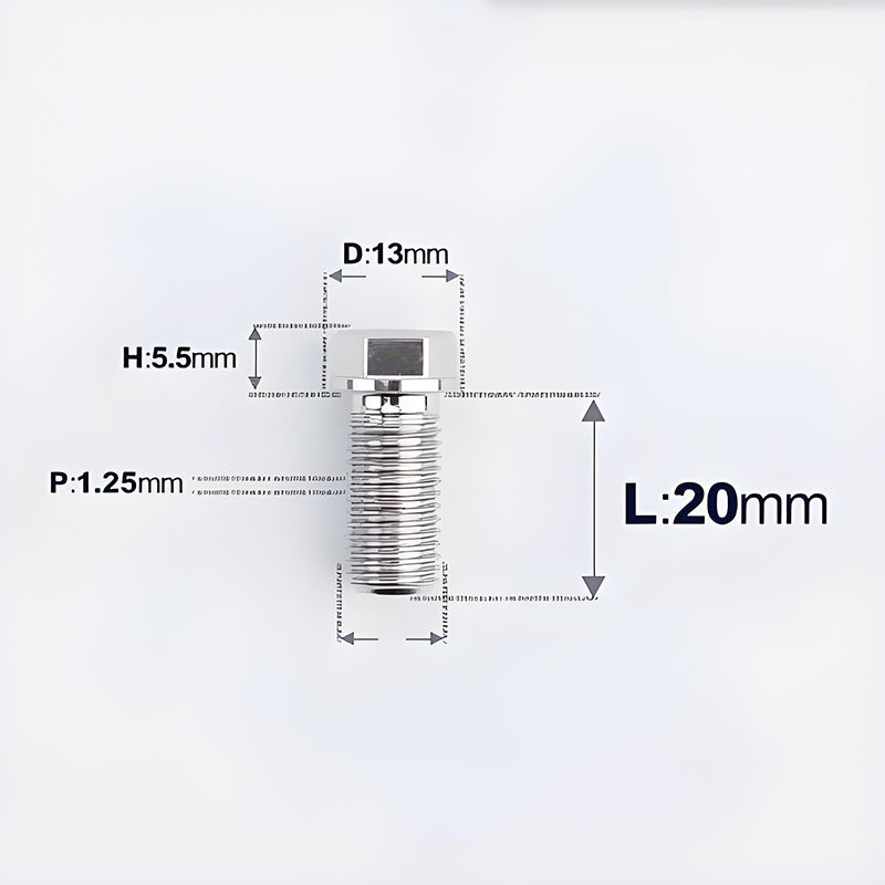 M10x20-55mm Titanium Bolts with 1.25mm Pitch For Motorcycle