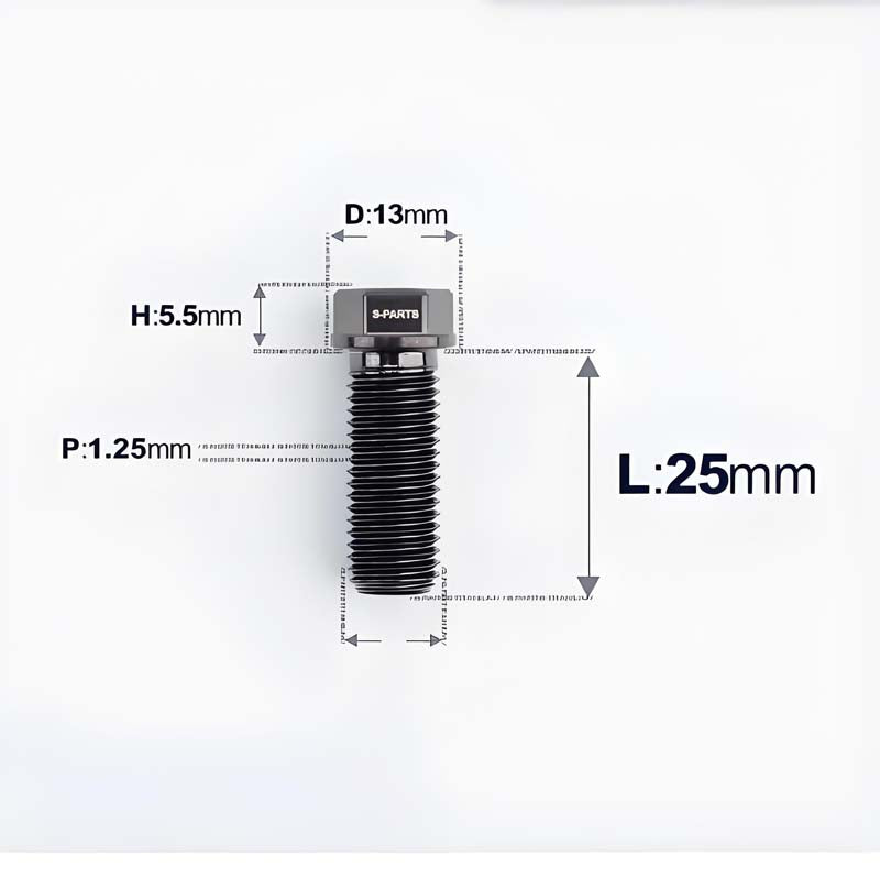M10x20-55mm Titanium Bolts with 1.25mm Pitch For Motorcycle