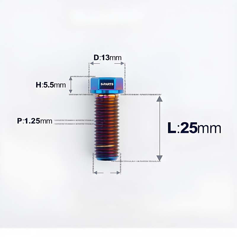 M10x20-55mm Titanium Bolts with 1.25mm Pitch For Motorcycle