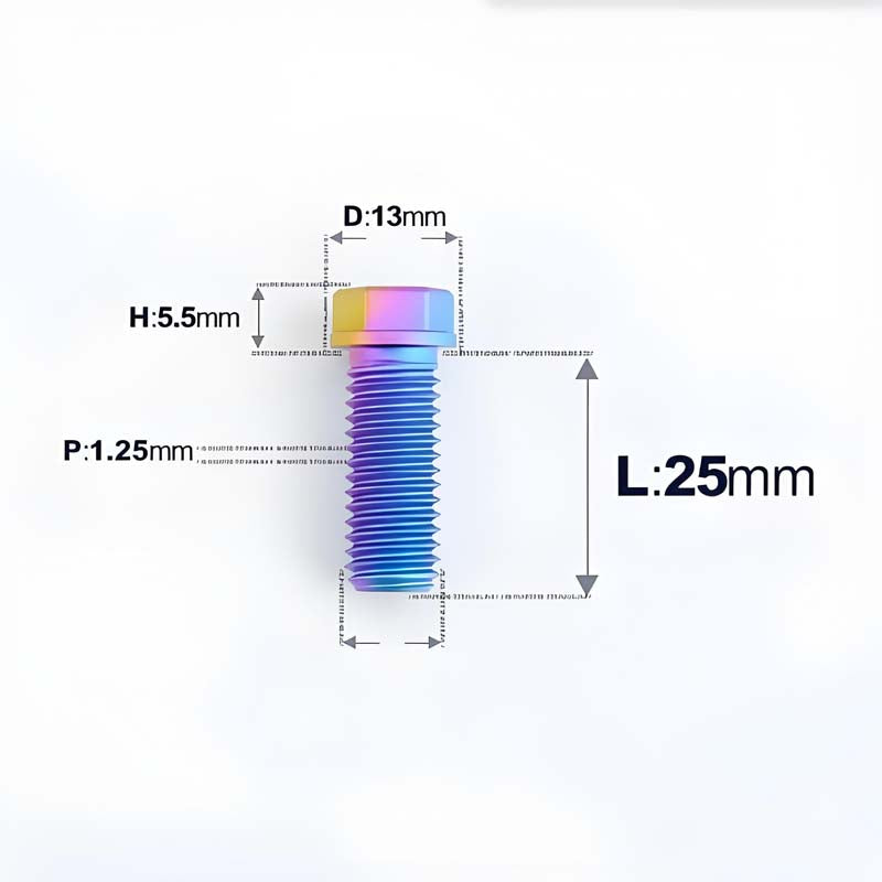 M10x20-55mm Titanium Bolts with 1.25mm Pitch For Motorcycle