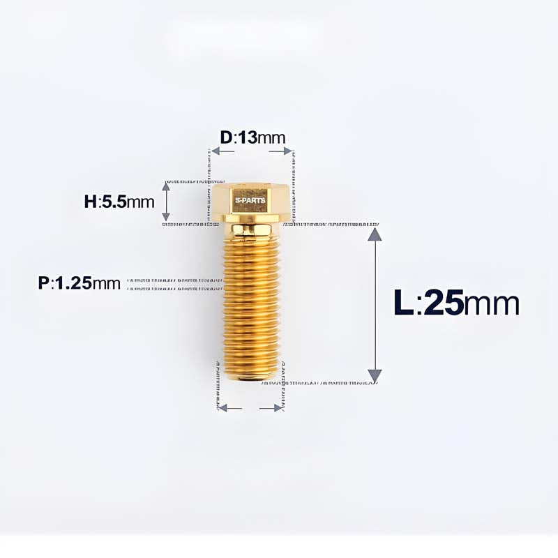 M10x20-55mm Titanium Bolts with 1.25mm Pitch For Motorcycle