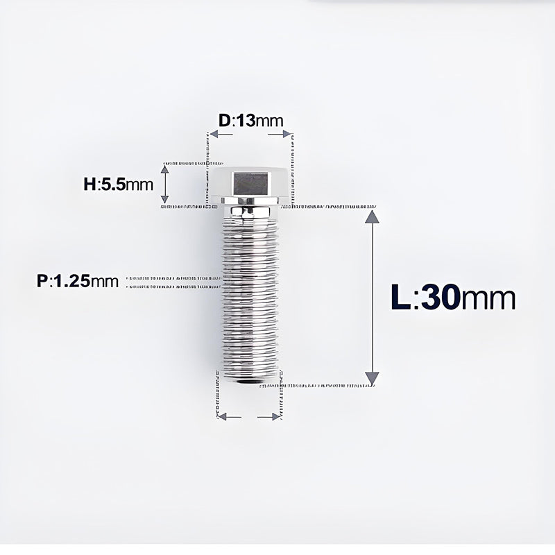M10x20-55mm Titanium Bolts with 1.25mm Pitch For Motorcycle