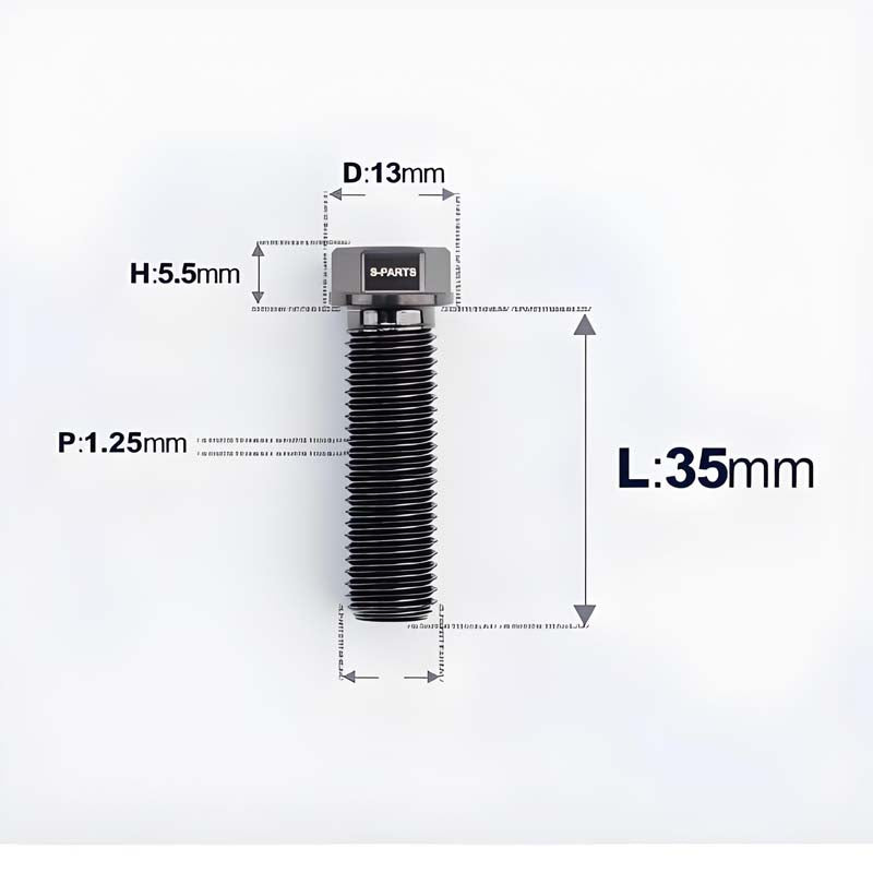 M10x20-55mm Titanium Bolts with 1.25mm Pitch For Motorcycle