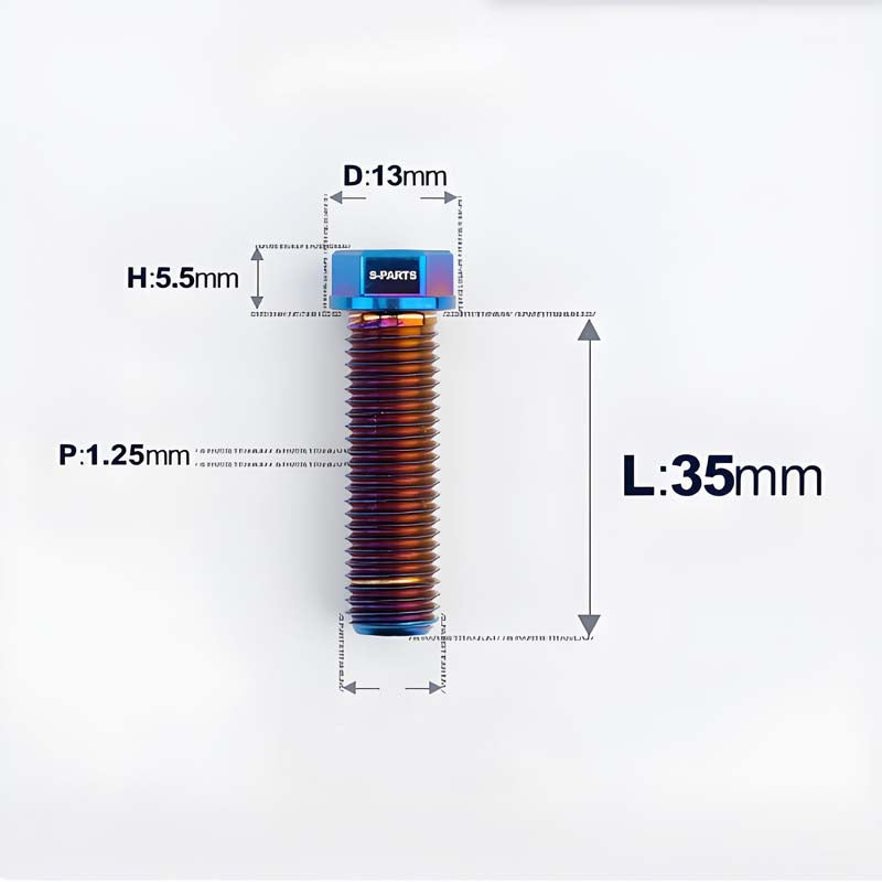 M10x20-55mm Titanium Bolts with 1.25mm Pitch For Motorcycle