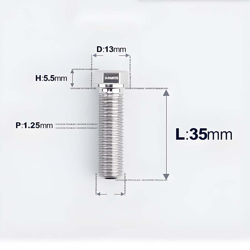 M10x20-55mm Titanium Bolts with 1.25mm Pitch For Motorcycle