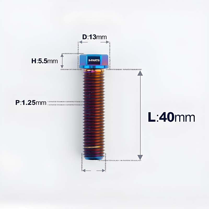 M10x20-55mm Titanium Bolts with 1.25mm Pitch For Motorcycle