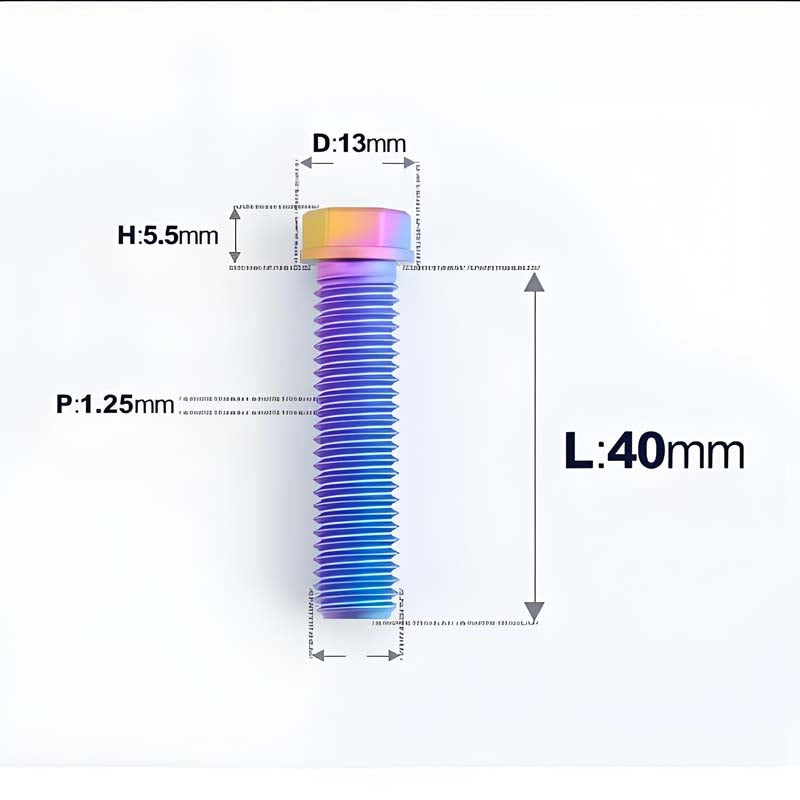 M10x20-55mm Titanium Bolts with 1.25mm Pitch For Motorcycle