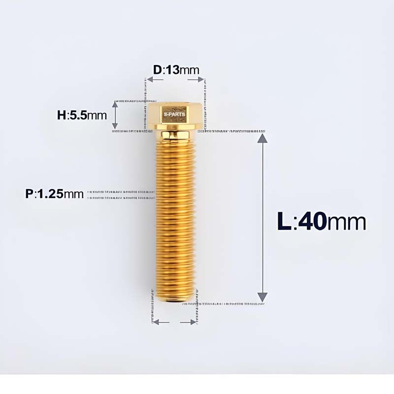 M10x20-55mm Titanium Bolts with 1.25mm Pitch For Motorcycle