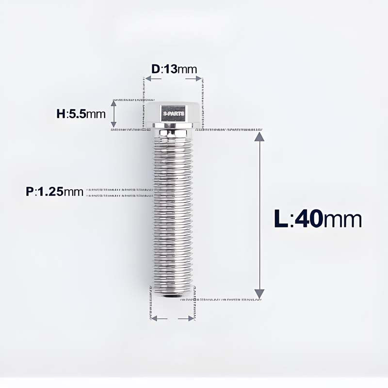 M10x20-55mm Titanium Bolts with 1.25mm Pitch For Motorcycle
