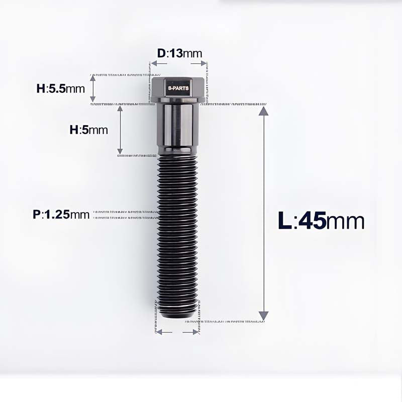 M10x20-55mm Titanium Bolts with 1.25mm Pitch For Motorcycle