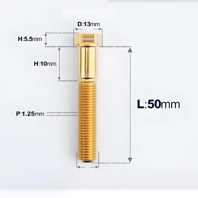 M10x20-55mm Titanium Bolts with 1.25mm Pitch For Motorcycle