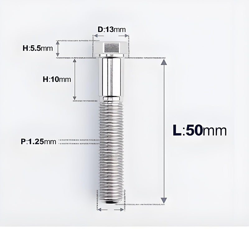 M10x20-55mm Titanium Bolts with 1.25mm Pitch For Motorcycle