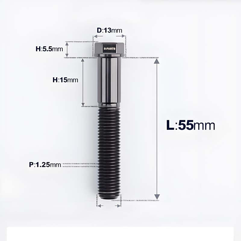 M10x20-55mm Titanium Bolts with 1.25mm Pitch For Motorcycle