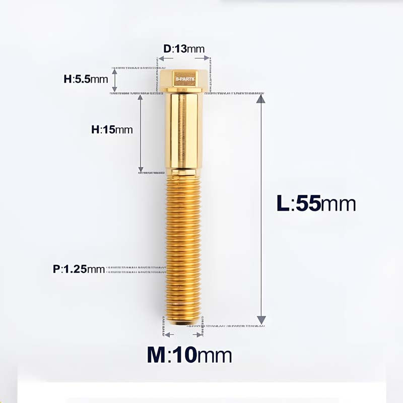 M10x20-55mm Titanium Bolts with 1.25mm Pitch For Motorcycle
