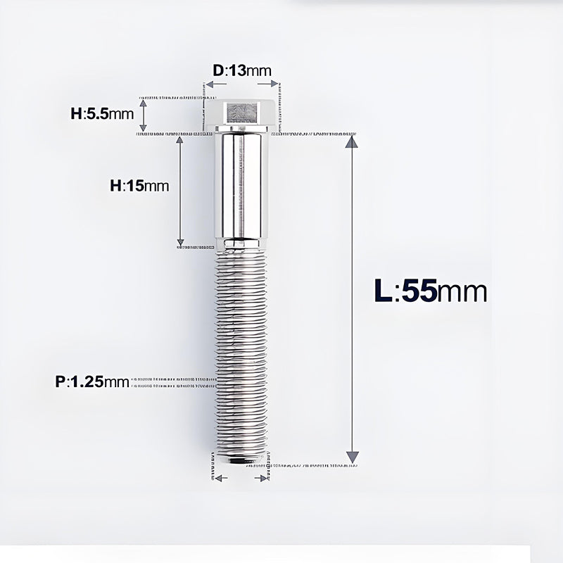 M10x20-55mm Titanium Bolts with 1.25mm Pitch For Motorcycle