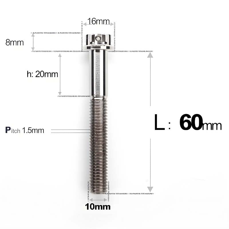 M10x15-60mm Titanium Motorcycle Bolts with 1.5mm Pitch