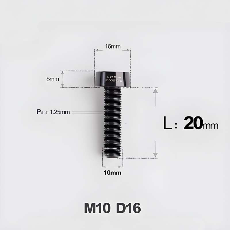 M10xL20-80mm Titanium 1.25mm Thread Security Bolt for Brembo Caliper Mounting D16