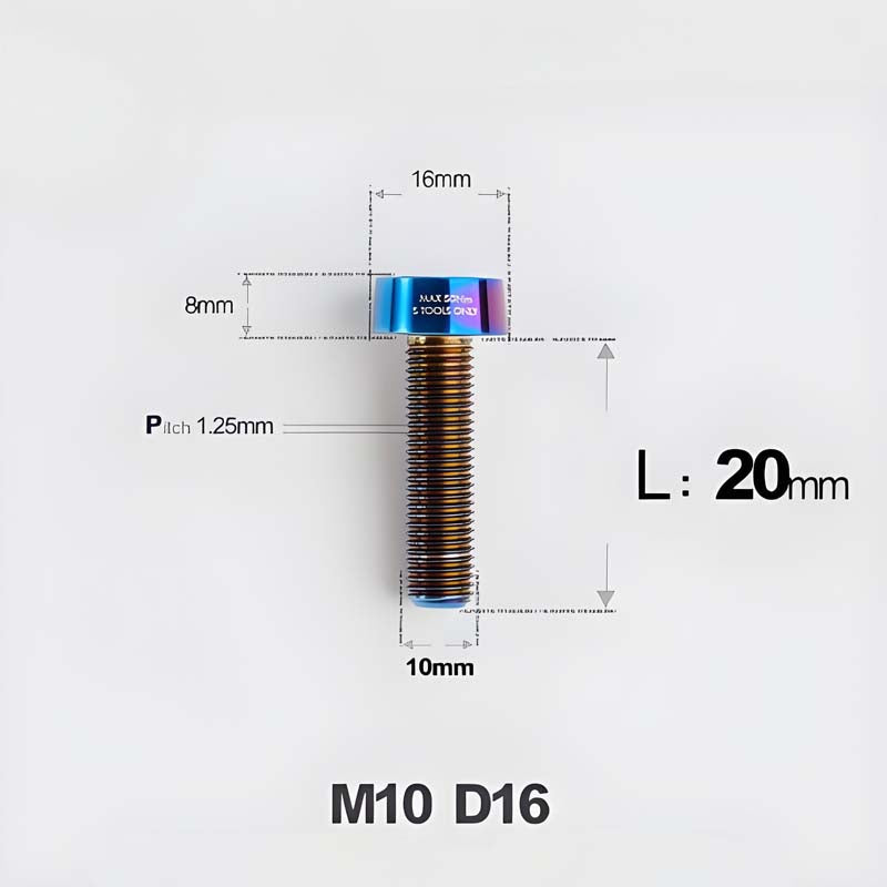 M10xL20-80mm Titanium 1.25mm Thread Security Bolt for Brembo Caliper Mounting D16