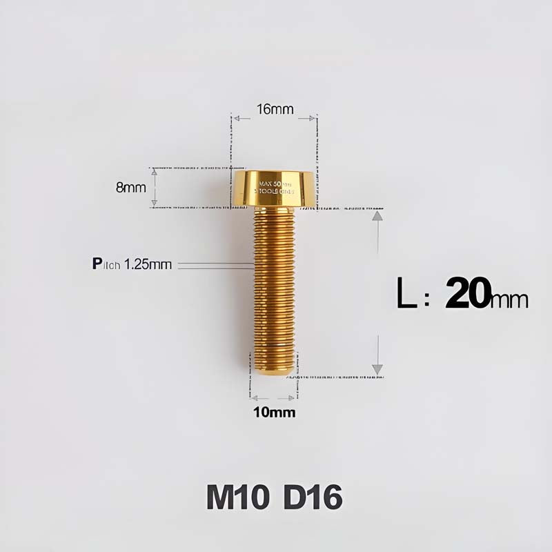M10xL20-80mm Titanium 1.25mm Thread Security Bolt for Brembo Caliper Mounting D16