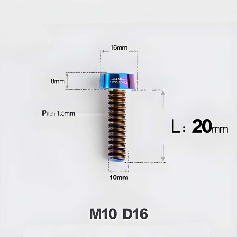 M10xL20-80mm Titanium 1.5mm Thread Security Bolt for Brembo Caliper Mounting D16