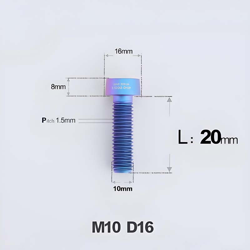 M10xL20-80mm Titanium 1.5mm Thread Security Bolt for Brembo Caliper Mounting D16