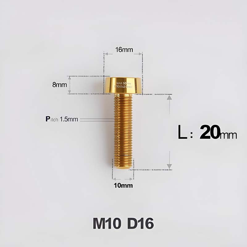 M10xL20-80mm Titanium 1.5mm Thread Security Bolt for Brembo Caliper Mounting D16