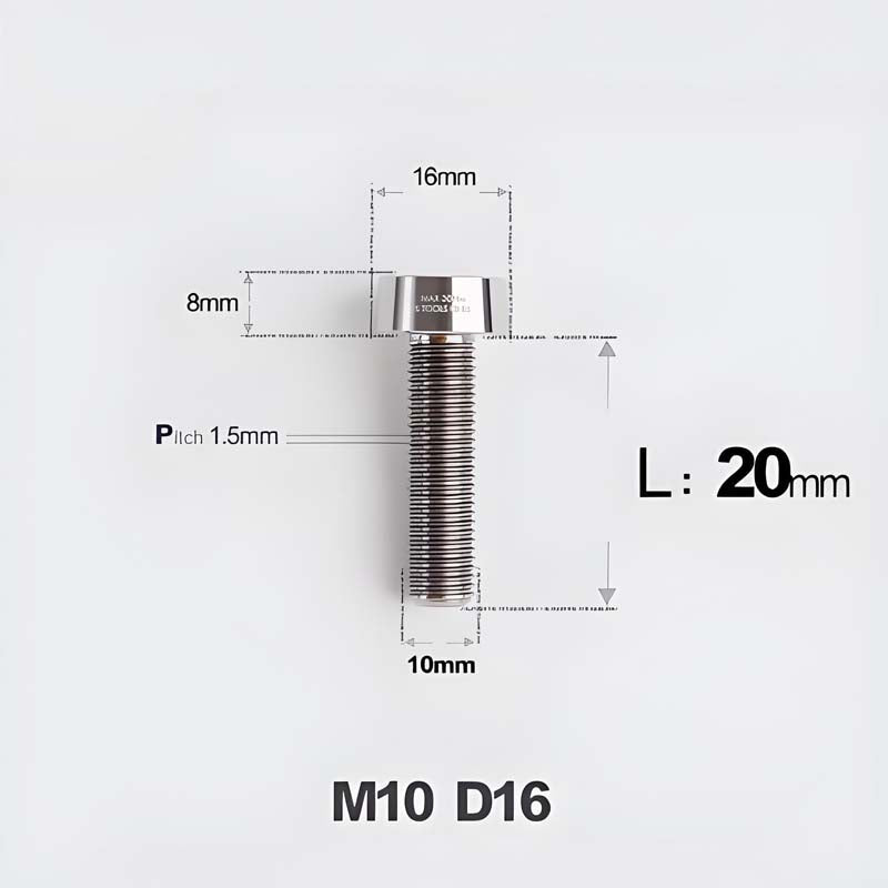 M10xL20-80mm Titanium 1.5mm Thread Security Bolt for Brembo Caliper Mounting D16