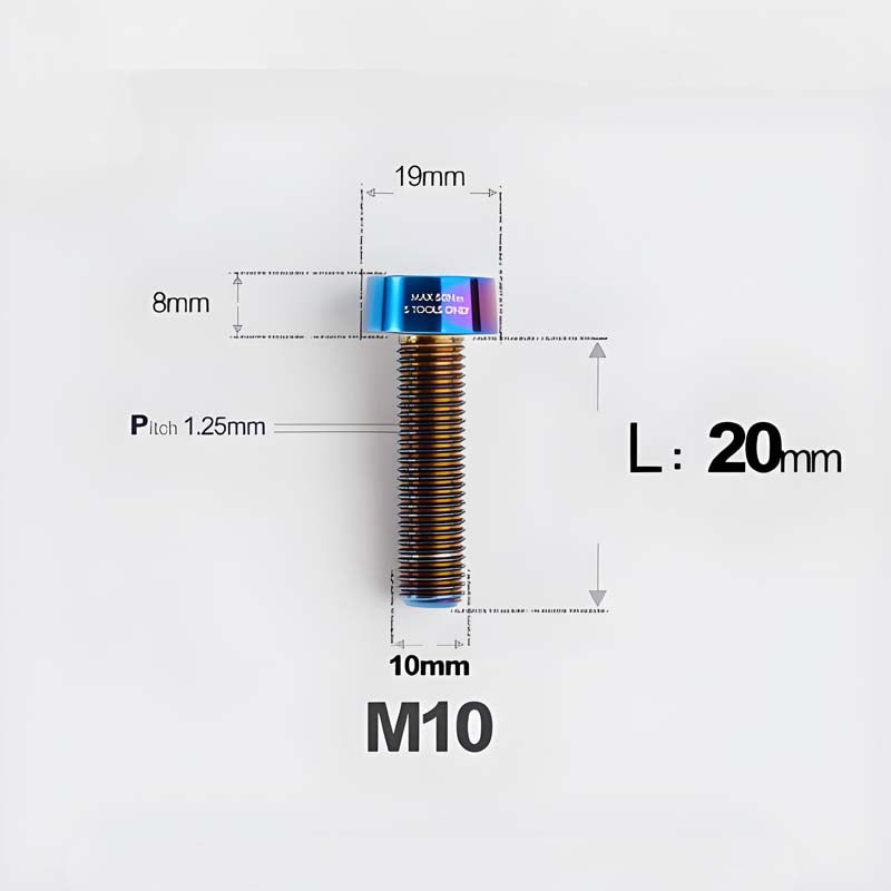 M10xL20-80mm Titanium 1.25mm Thread Security Bolt for Brembo Caliper Mounting D19