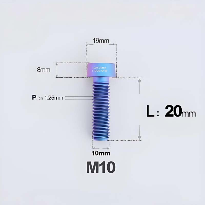 M10xL20-80mm Titanium 1.25mm Thread Security Bolt for Brembo Caliper Mounting D19