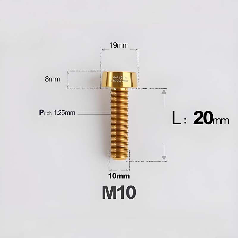 M10xL20-80mm Titanium 1.25mm Thread Security Bolt for Brembo Caliper Mounting D19