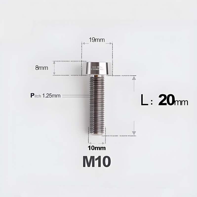 M10xL20-80mm Titanium 1.25mm Thread Security Bolt for Brembo Caliper Mounting D19