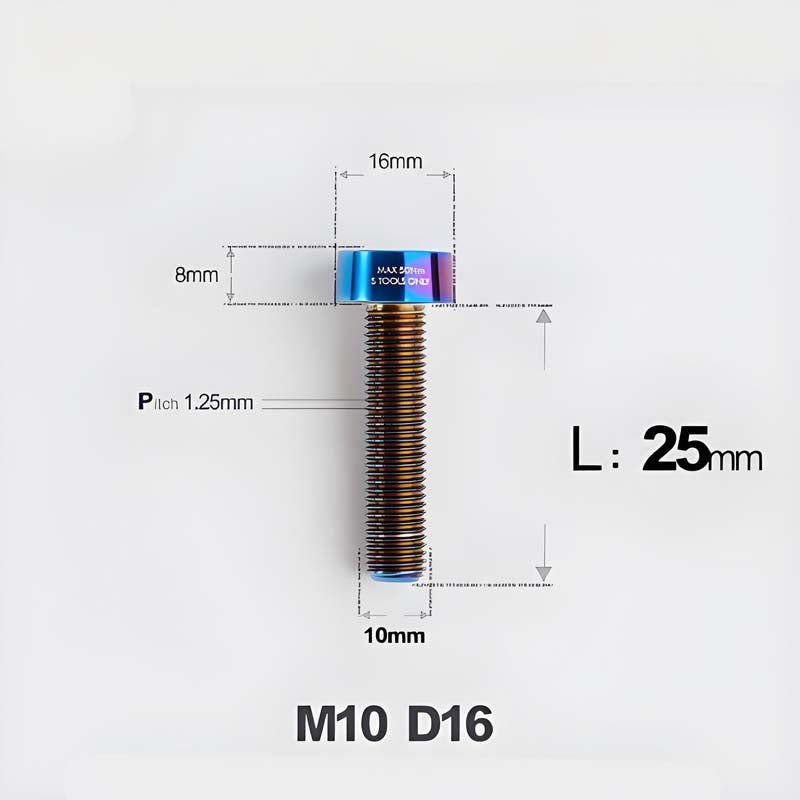 M10xL20-80mm Titanium 1.25mm Thread Security Bolt for Brembo Caliper Mounting D16