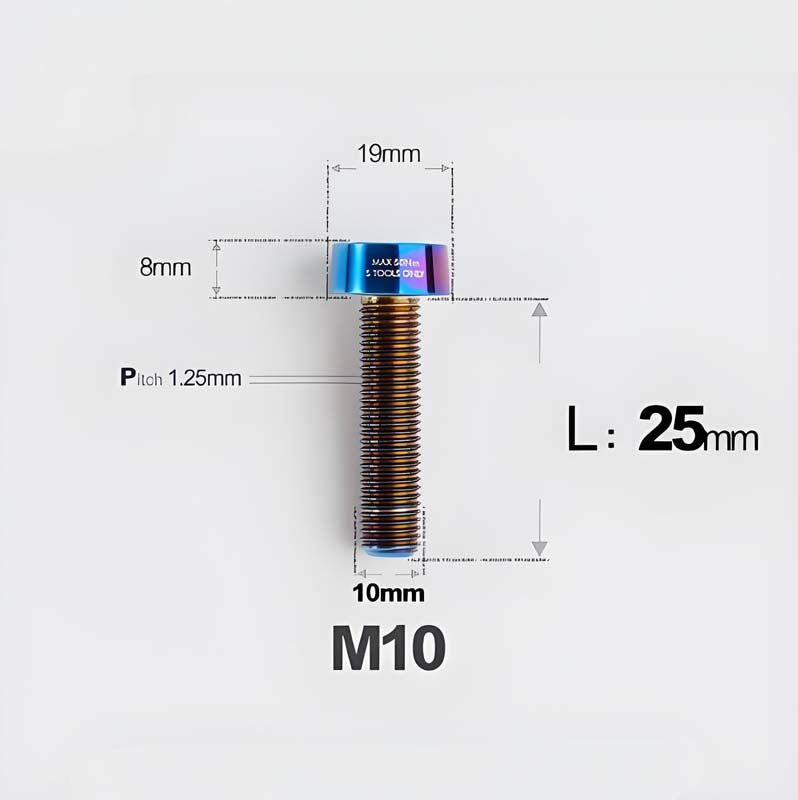 M10xL20-80mm Titanium 1.25mm Thread Security Bolt for Brembo Caliper Mounting D19