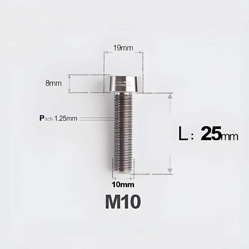 M10xL20-80mm Titanium 1.25mm Thread Security Bolt for Brembo Caliper Mounting D19