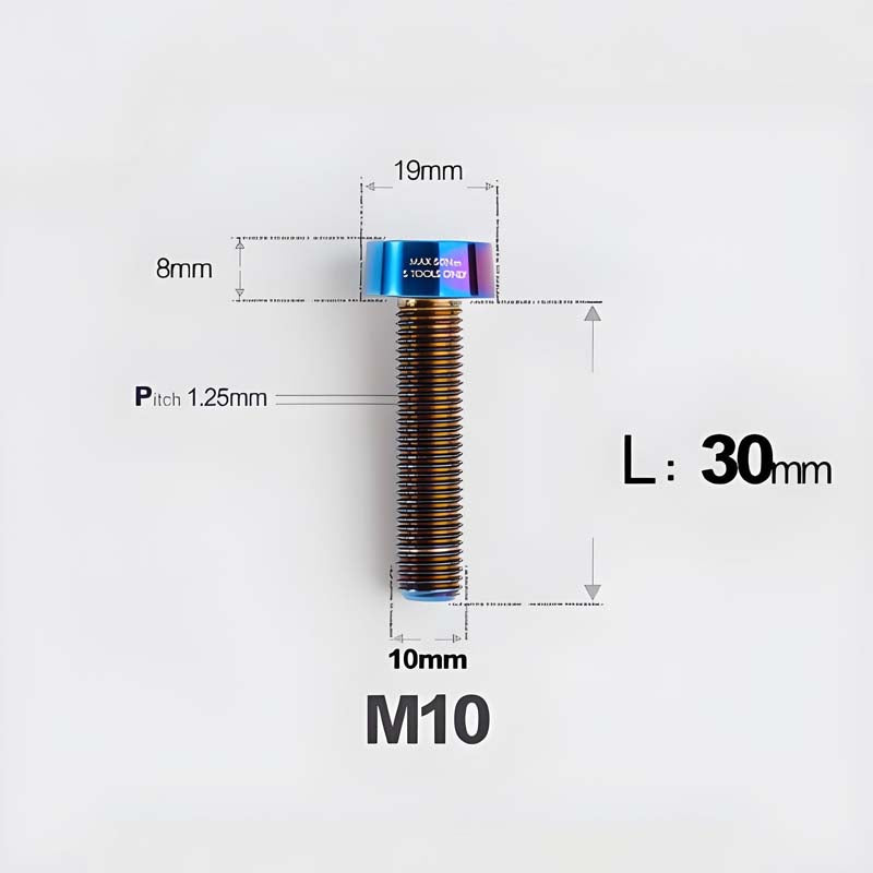 M10xL20-80mm Titanium 1.25mm Thread Security Bolt for Brembo Caliper Mounting D19