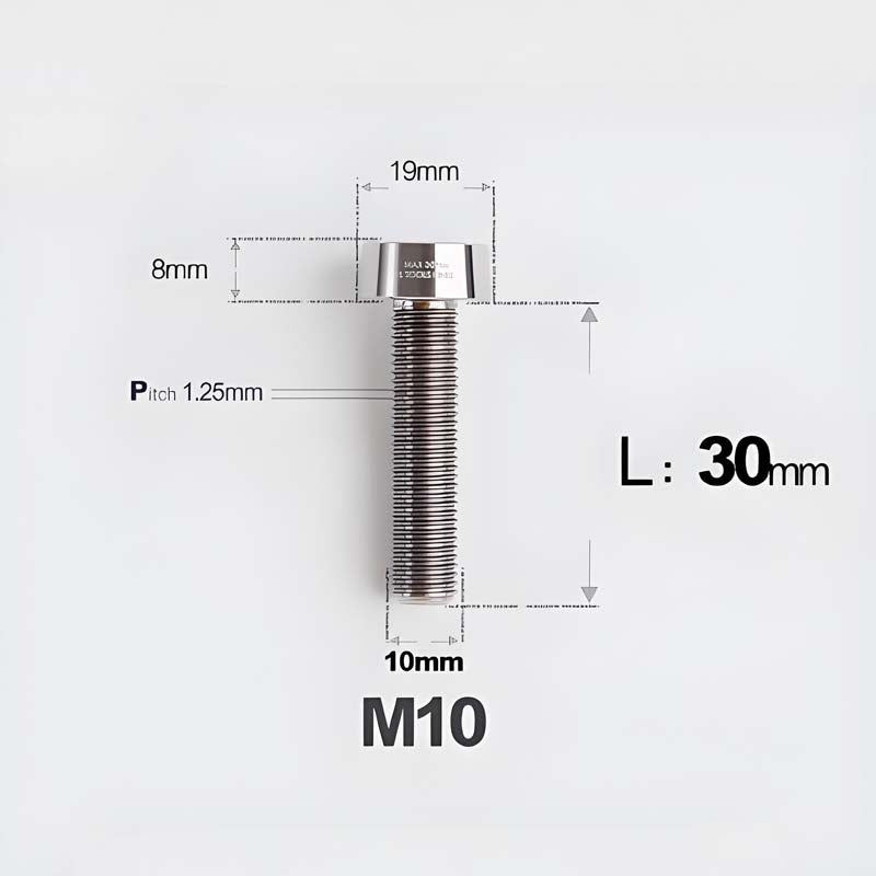 M10xL20-80mm Titanium 1.25mm Thread Security Bolt for Brembo Caliper Mounting D19