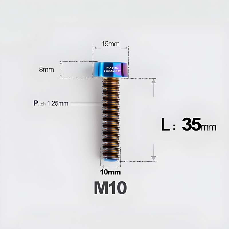 M10xL20-80mm Titanium 1.25mm Thread Security Bolt for Brembo Caliper Mounting D19