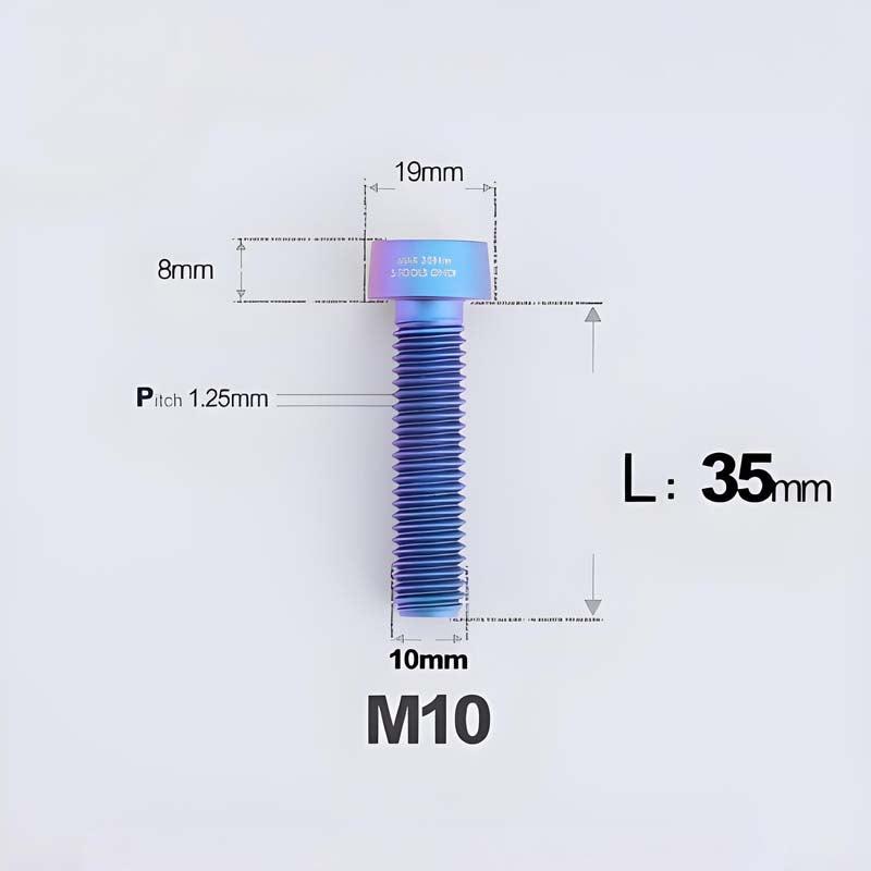 M10xL20-80mm Titanium 1.25mm Thread Security Bolt for Brembo Caliper Mounting D19