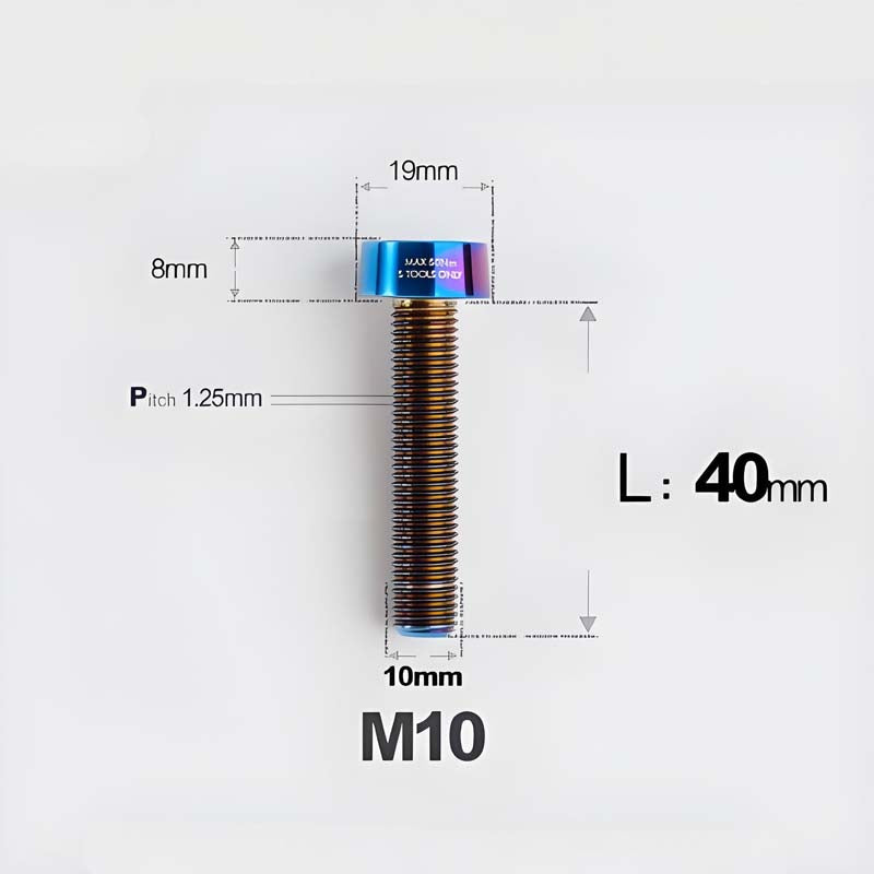 M10xL20-80mm Titanium 1.25mm Thread Security Bolt for Brembo Caliper Mounting D19