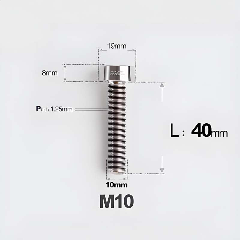 M10xL20-80mm Titanium 1.25mm Thread Security Bolt for Brembo Caliper Mounting D19