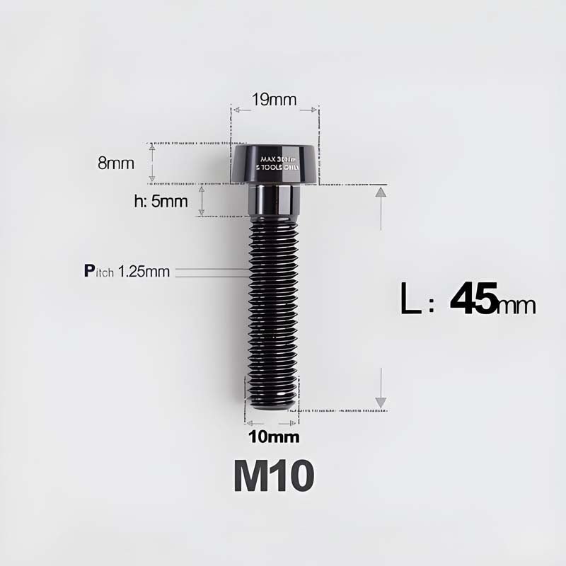 M10xL20-80mm Titanium 1.25mm Thread Security Bolt for Brembo Caliper Mounting D19