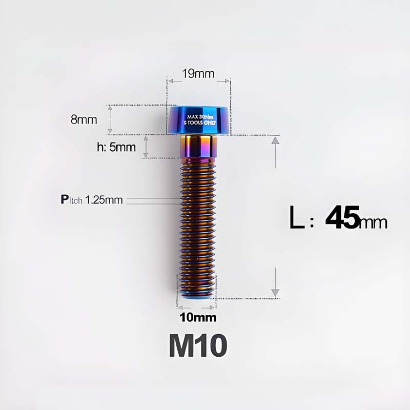 M10xL20-80mm Titanium 1.25mm Thread Security Bolt for Brembo Caliper Mounting D19