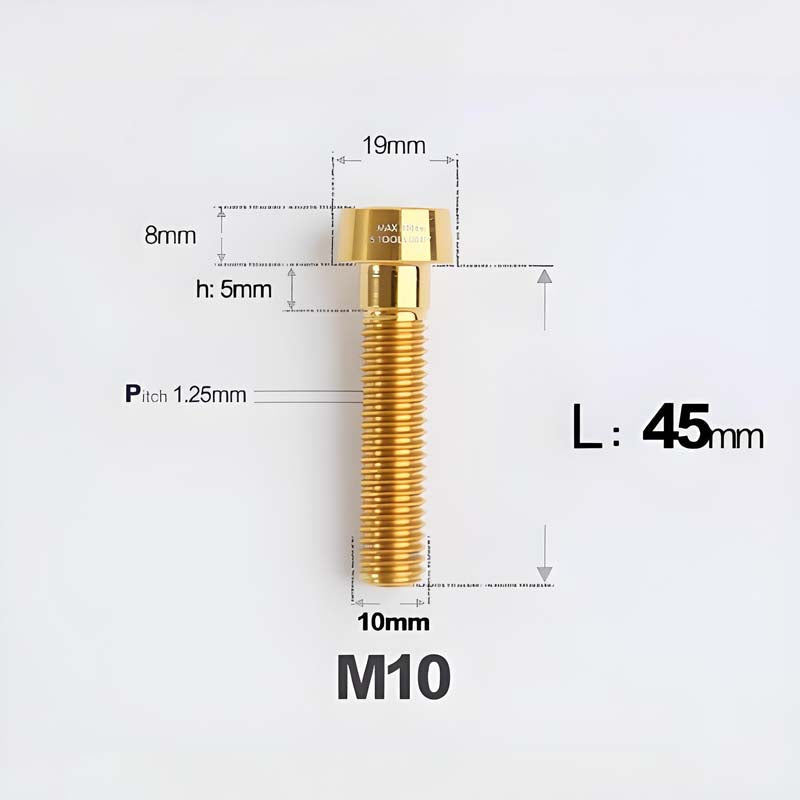M10xL20-80mm Titanium 1.25mm Thread Security Bolt for Brembo Caliper Mounting D19