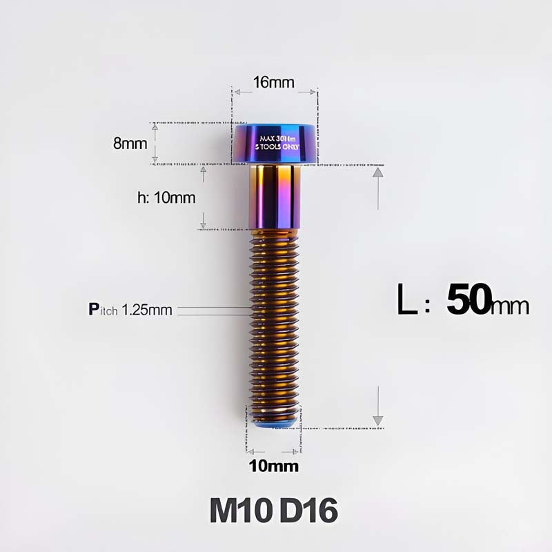 M10xL20-80mm Titanium 1.25mm Thread Security Bolt for Brembo Caliper Mounting D16
