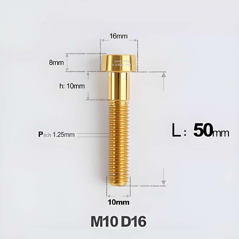 M10xL20-80mm Titanium 1.25mm Thread Security Bolt for Brembo Caliper Mounting D16