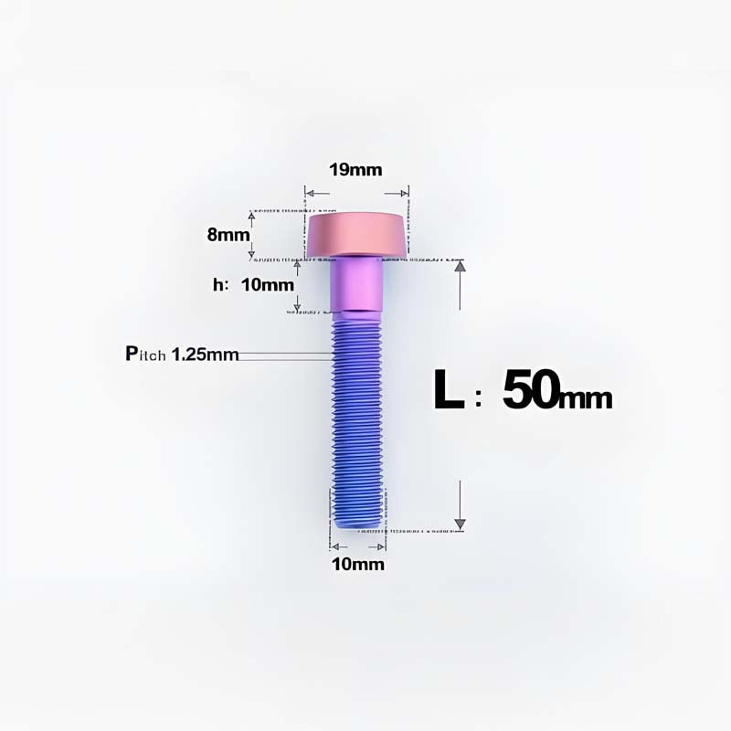 M10xL20-80mm Titanium 1.25mm Thread Security Bolt for Brembo Caliper Mounting D19
